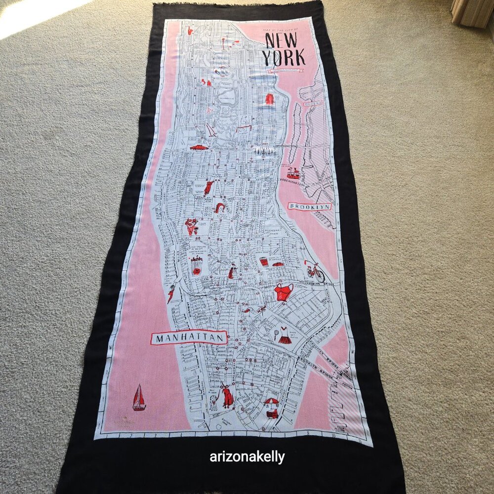 kate spade NYC New York Map Scarf Pink - Picture 5 of 14